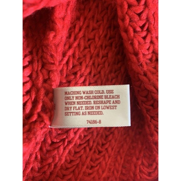 Knit Sweater Women Large Turtle Neck Red Pull Over - Picture 5 of 9